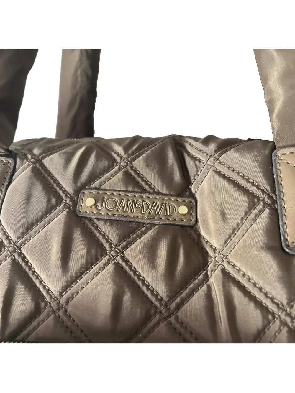 Joan & David Quilted Brown Duffel with Triple Front Pockets loads of space